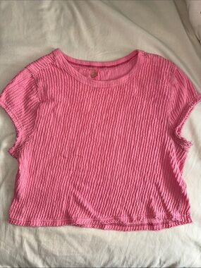 FP Movement by Free Pink Cropped Ribbed Tee Size XS